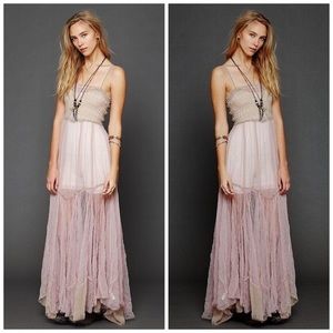 Free People raw tulle maxi slip dress